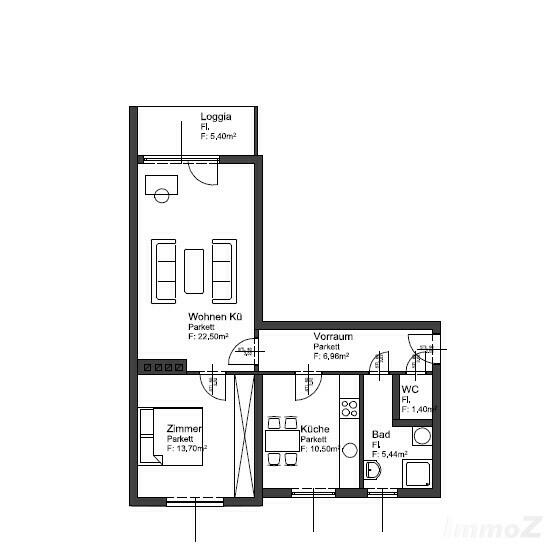 Wohnung zu kaufen: 8045 Graz - Grundriss Variante 2