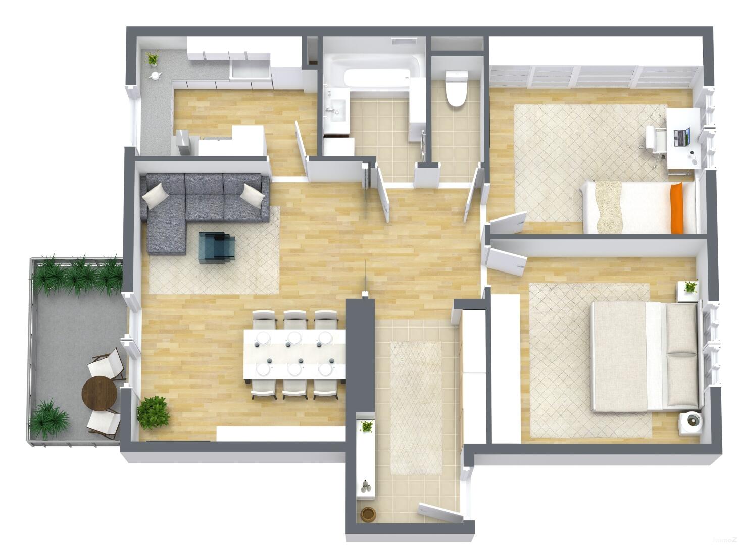 Wohnung zu mieten: 8020 Graz - SB-Bauernfeldstraße 30 - 1. Etage - 3D Floor Plan