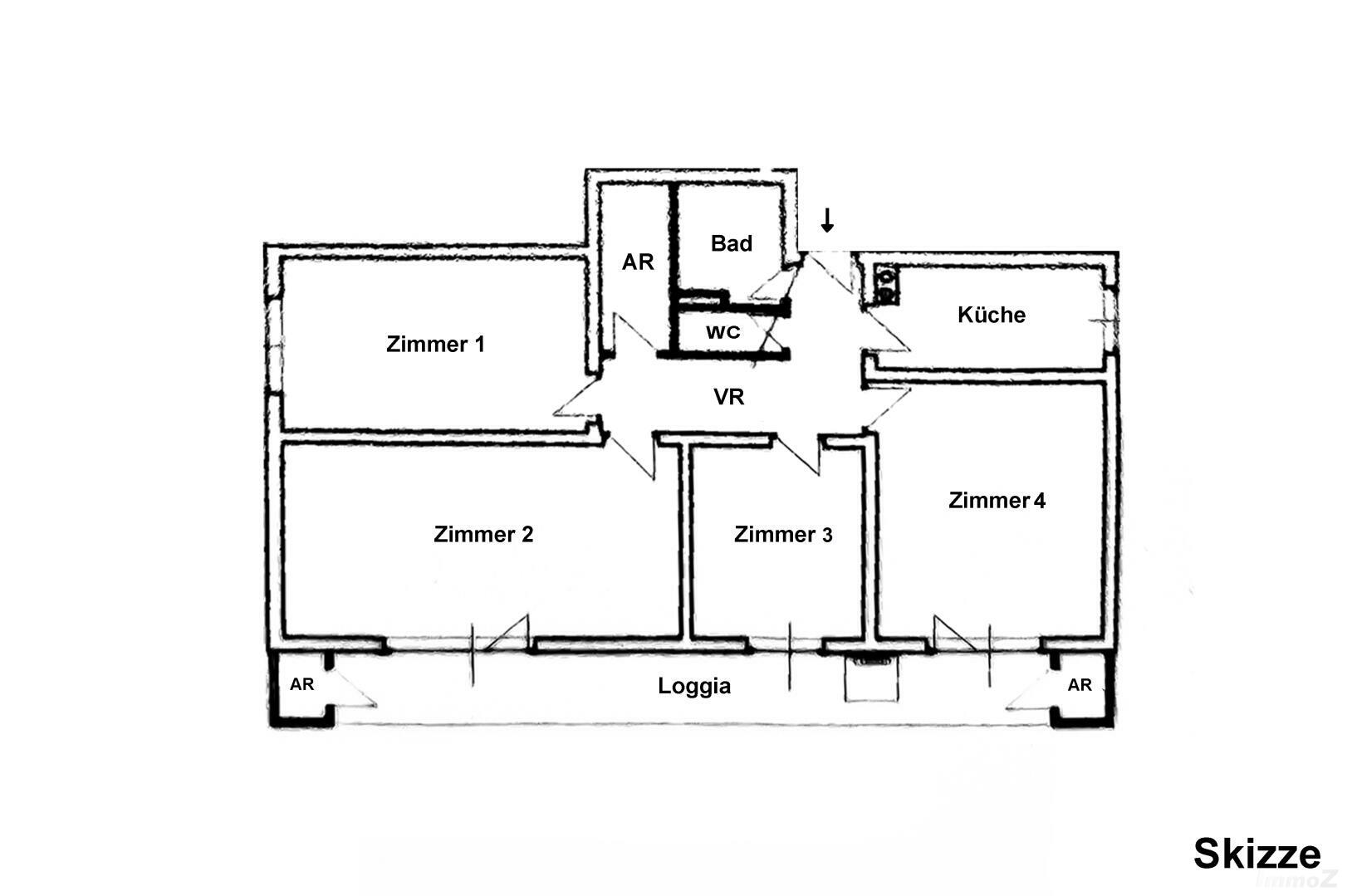 Wohnung zu kaufen: Laimburggasse 32, 8010 Graz - Grundriss Skizze_