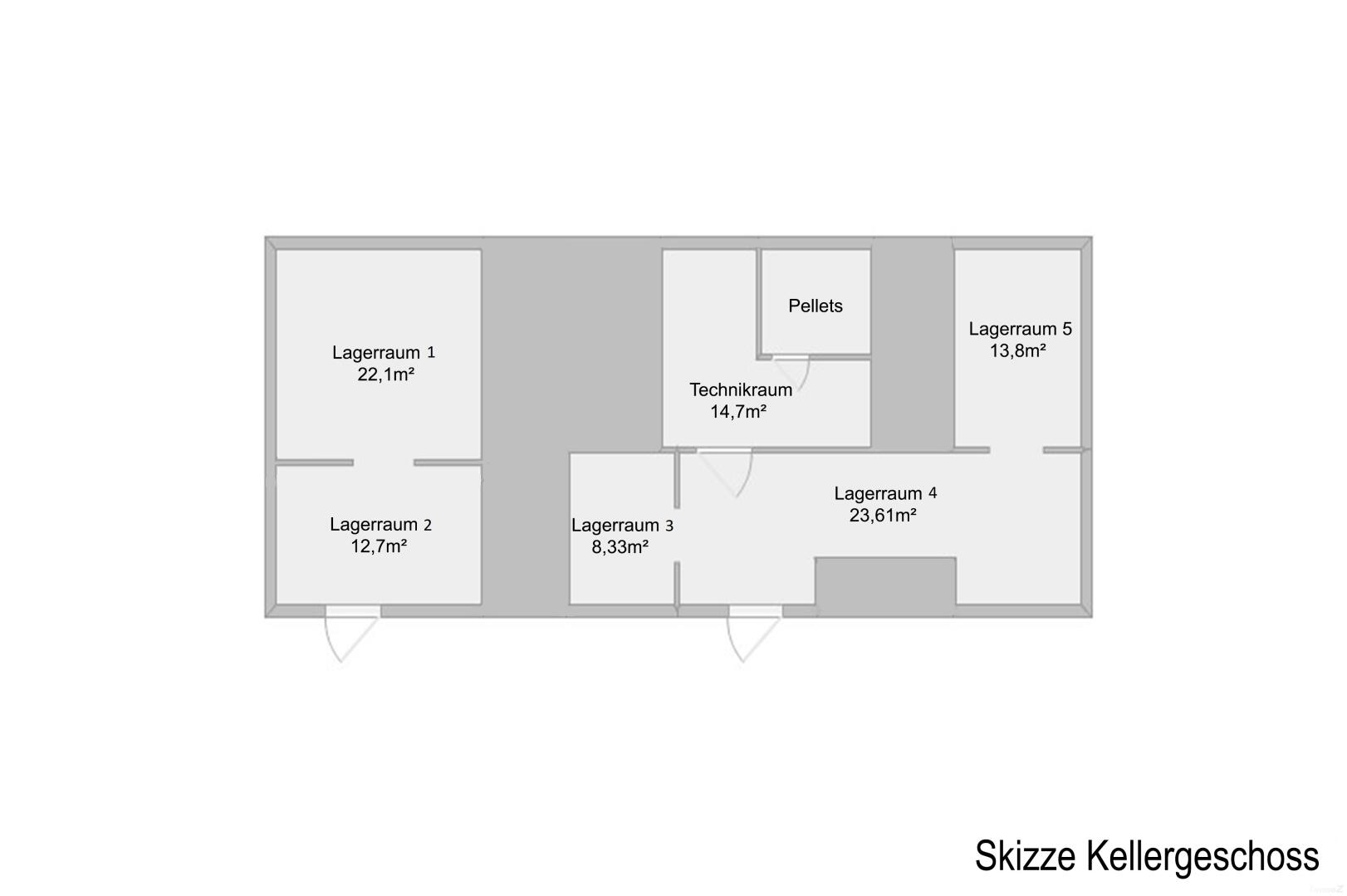 Haus zu kaufen: Oberwald, 8563 Ligist - Skizze Kellergeschoss inkl. Eigenmaß